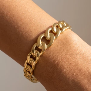 Curb Chain Link Front Hinged Bangle Bracelet