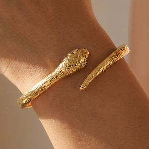 Stainless Steel Textured Snake Bangle Bracelet