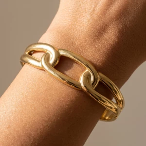 Open Oval Link Chain Hinged Bangle Bracelet