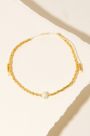 Seed Beaded Pearl Adjustable Bracelet