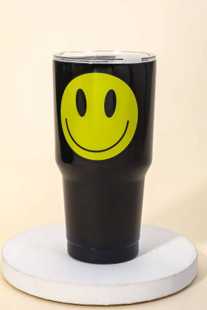 Glossy Yellow Smiley Face Tumbler