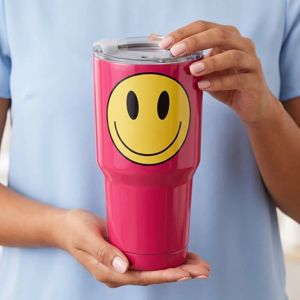 Glossy Yellow Smiley Face Tumbler