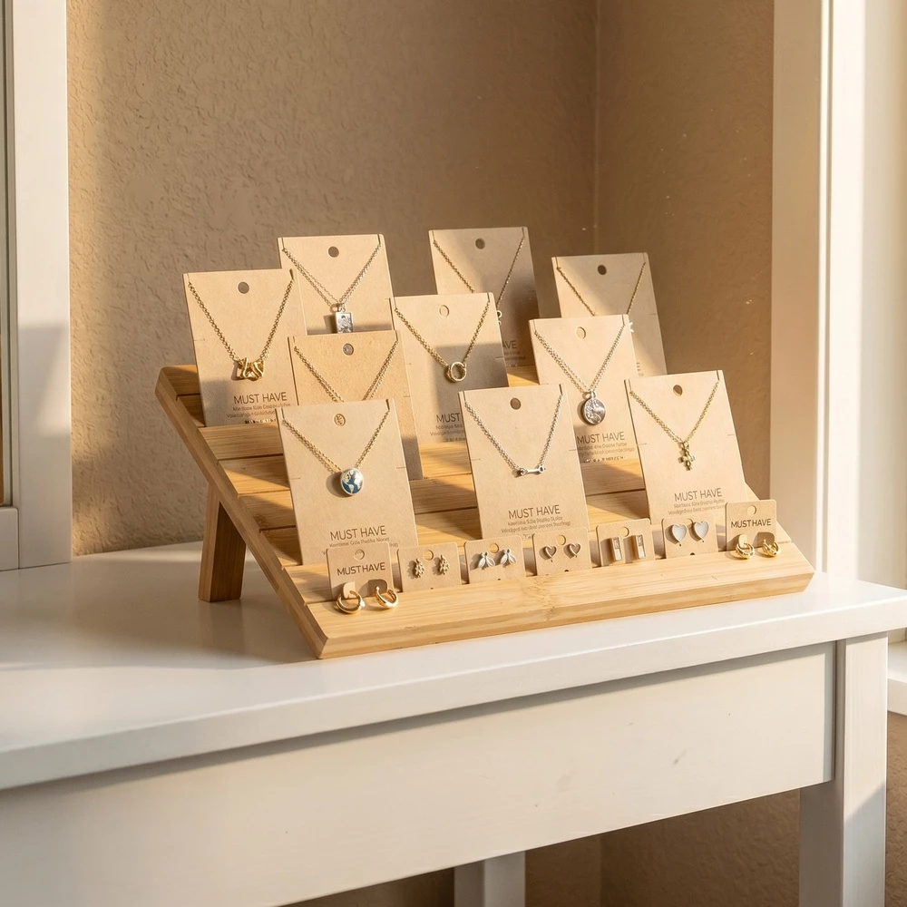 Multi Tier Bamboo Jewelry Display Stand