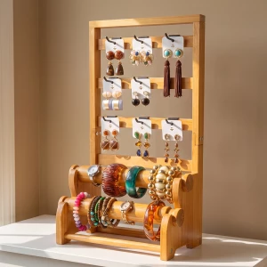 Wooden Earring Card And Bangle Display Stand