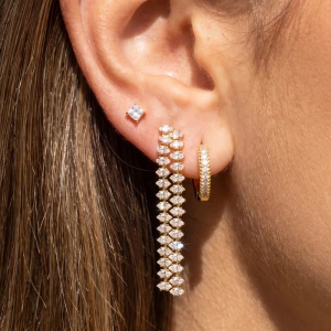 3 Pair Marquise Double Drop Cz Earring Set