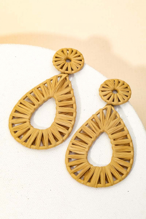 Raffia Straw Teardrop Earrings