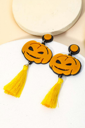 Halloween Pumpkin Tassel Drop Earrings