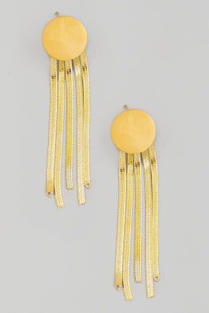Stainless Steel Snake Chain Fringe Disc Earrings