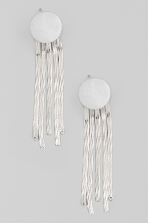 Stainless Steel Snake Chain Fringe Disc Earrings