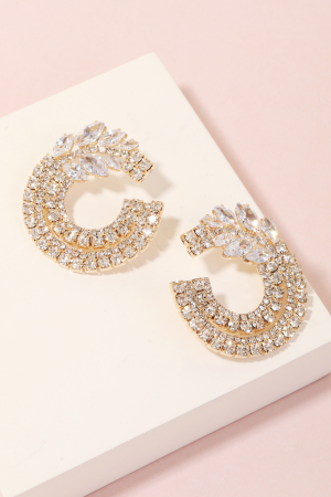 Round Pave Rhinestone Earrings