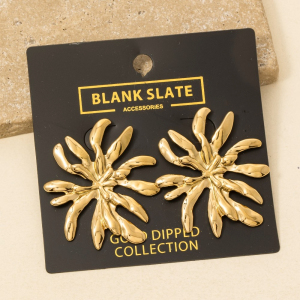 Gold Dipped Tropical Plant Large Stud Earrings
