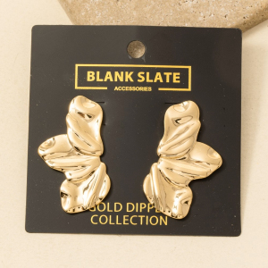 Gold Dipped Layered Petals Large Stud Earrings