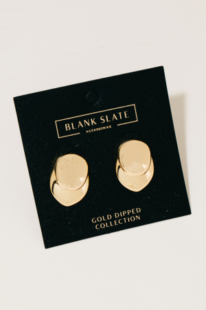 Gold Dipped Oval Layered Earrings