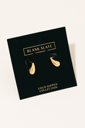 Gold Dipped Mini Ribbed Teardrop Earrings