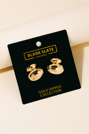 Gold Dipped Disco Oval Earrings
