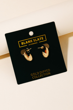 Gold Dipped Small Rough Oval Earrings