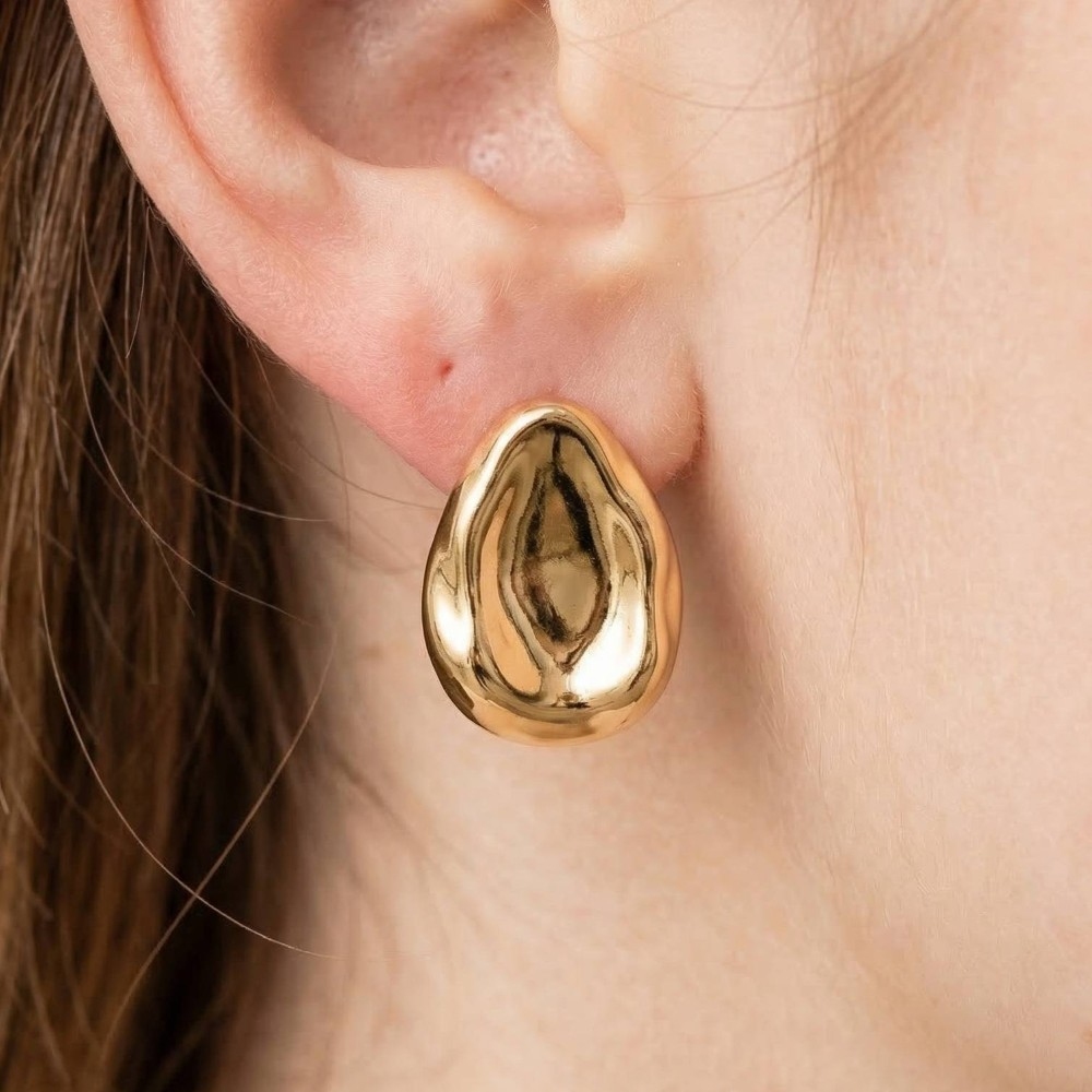 Gold Dipped Oval Post Earrings