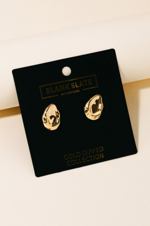Gold Dipped Oval Post Earrings