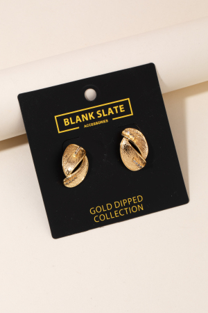 Gold Dipped Textured Double Leaf Earrings