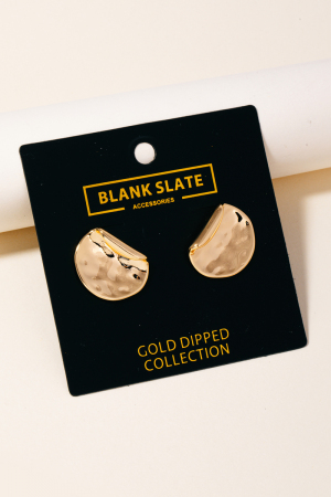 Gold Dipped Hammered Stud Earrings