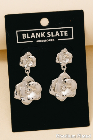 Double Metallic Rose Dangle Earrings
