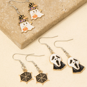 Enamel Halloween 3Pc Dangle Earrings Set