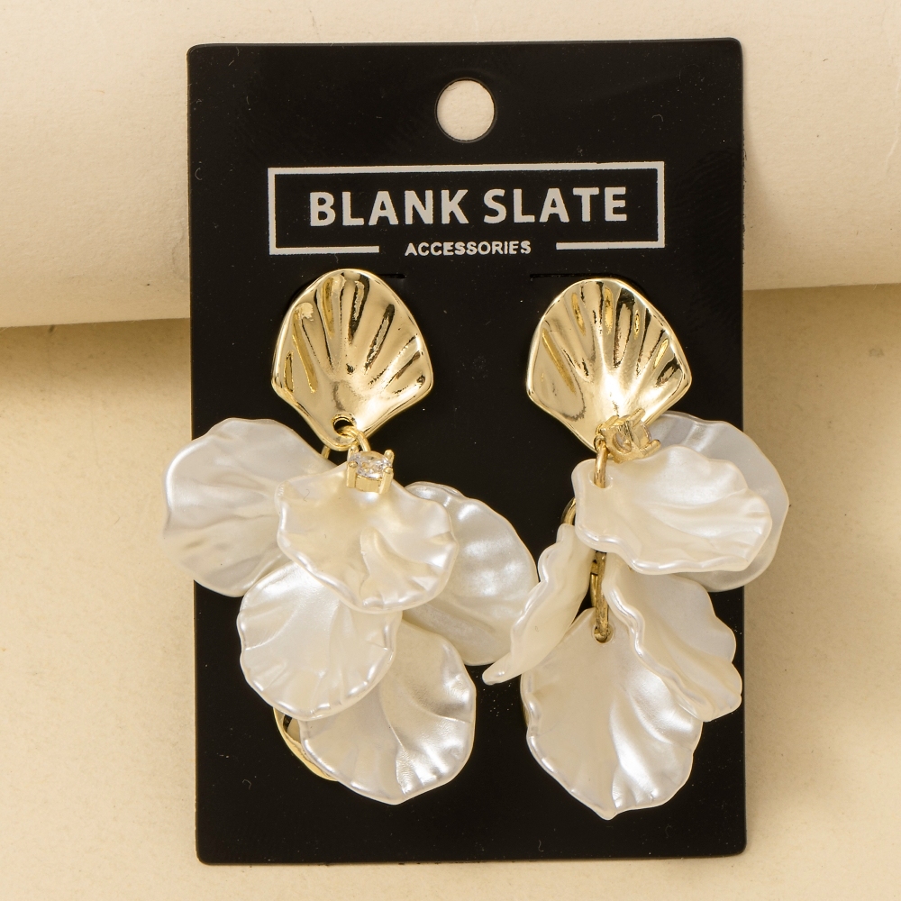 Metallic And Acrylic Petals Dangle Earrings