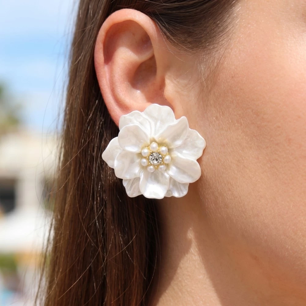 Intricate Acrylic Flower Stud Earrings