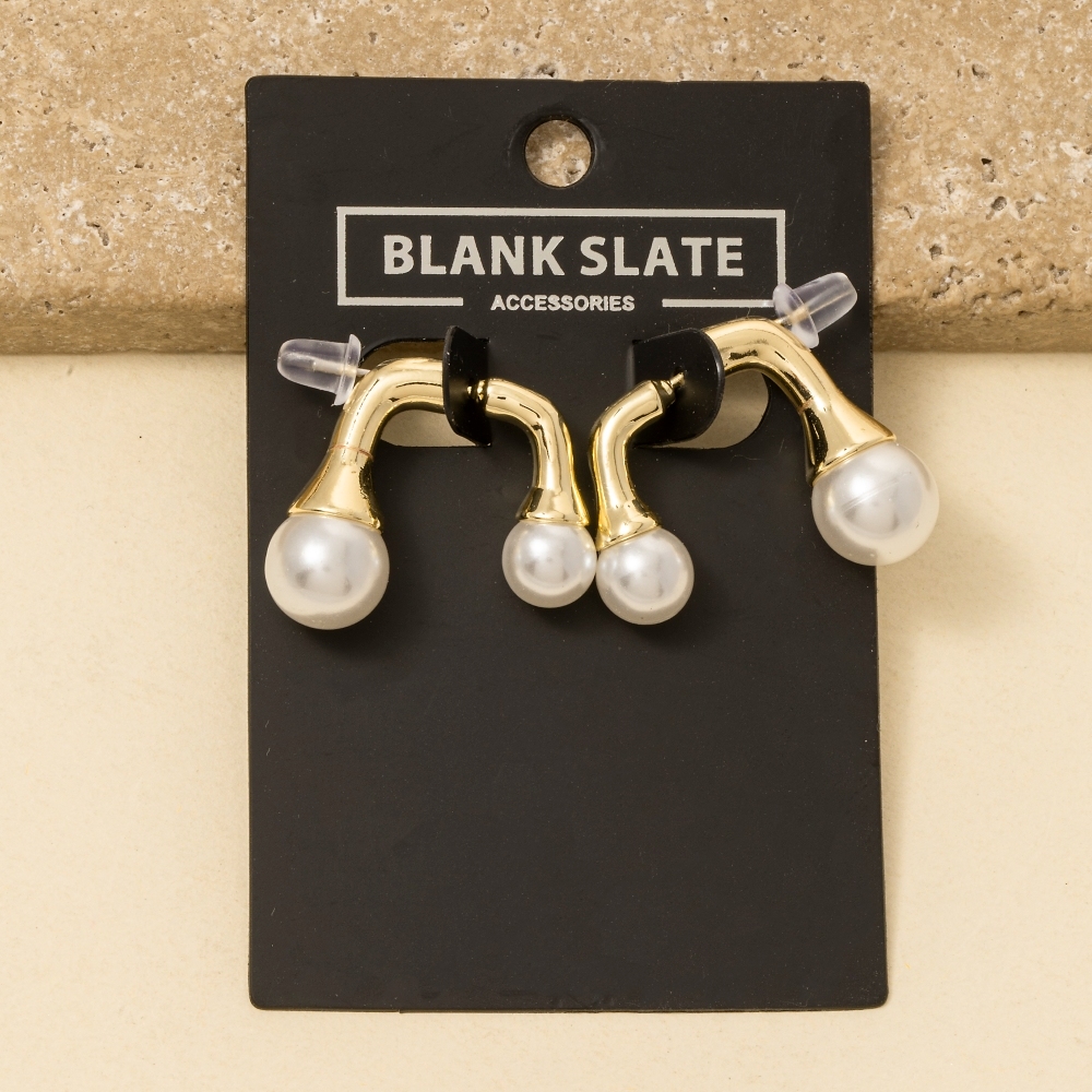 Abstract Pearl Double Side Stud Earrings