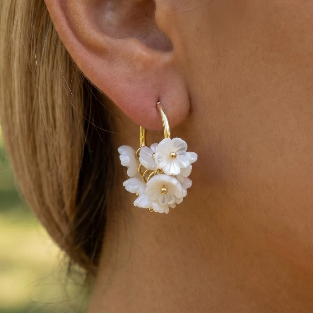 Acrylic Flower Cluster Hoop Earrings