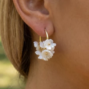 Acrylic Flower Cluster Hoop Earrings