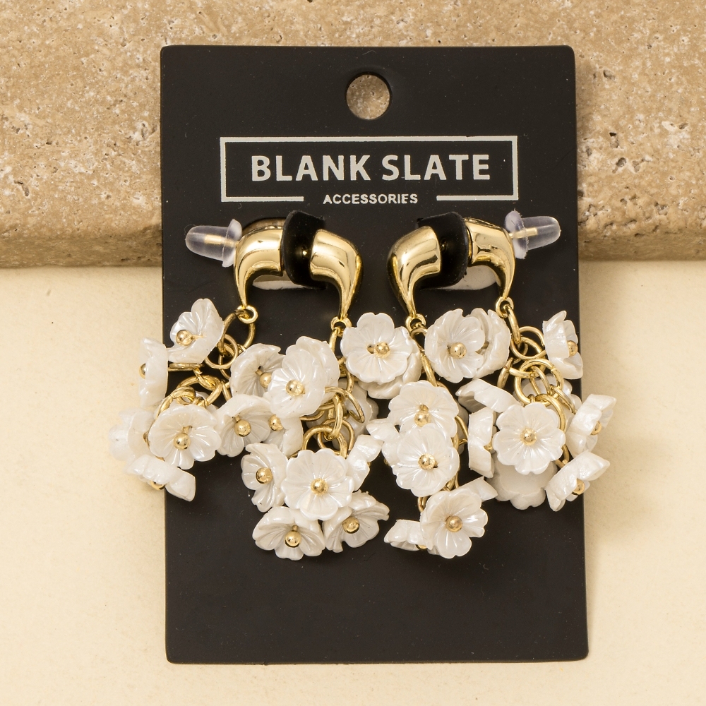 Acrylic Flower Cluster Chain Dangle Earrings