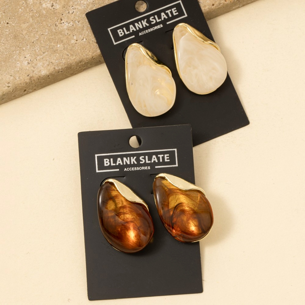 Warped Marble Resin Teardrop Dro...