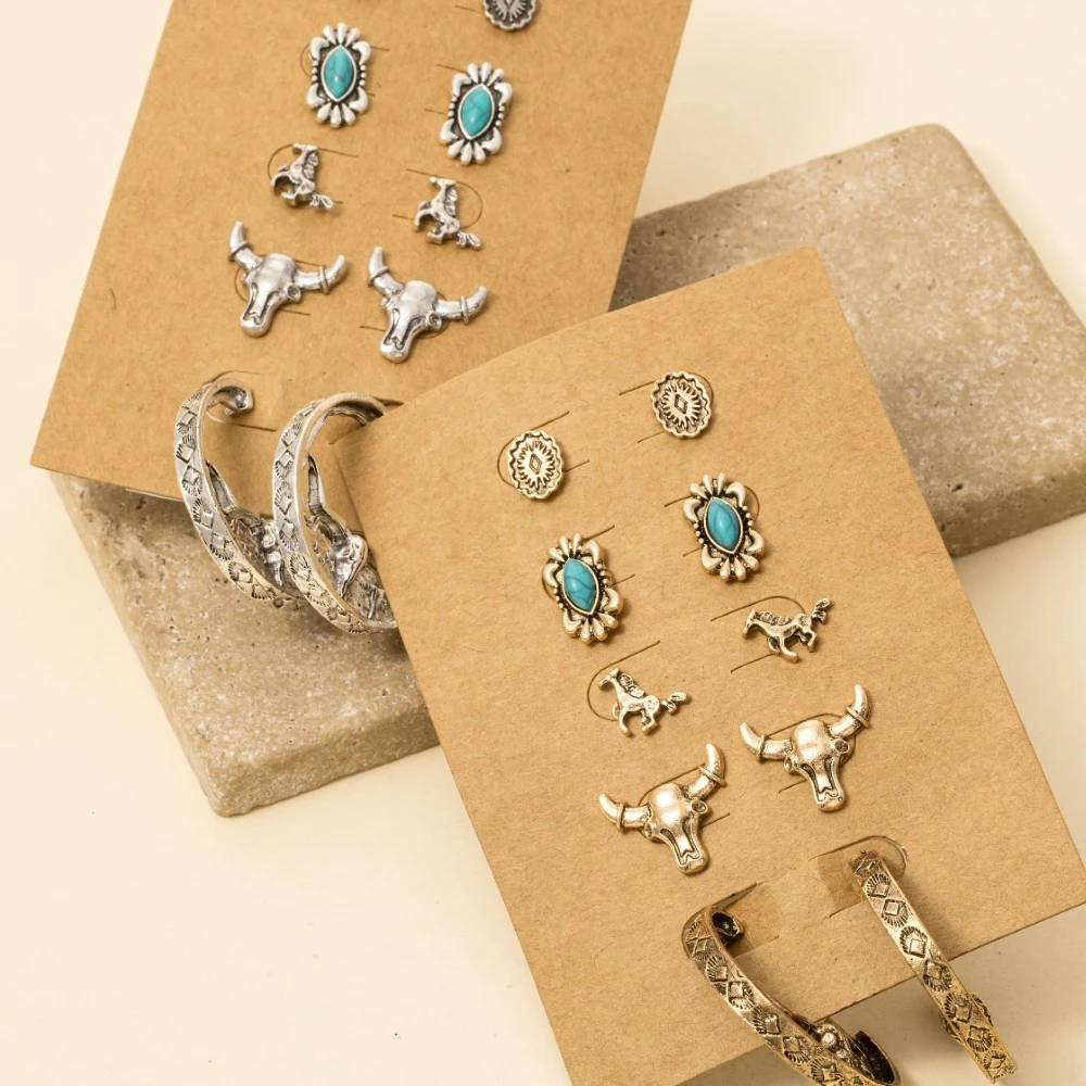 Assorted Western Five Pair Earrings Set