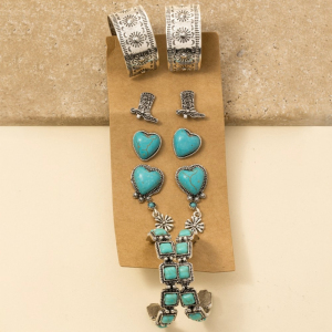Five Pair Assorted Western Earring Set