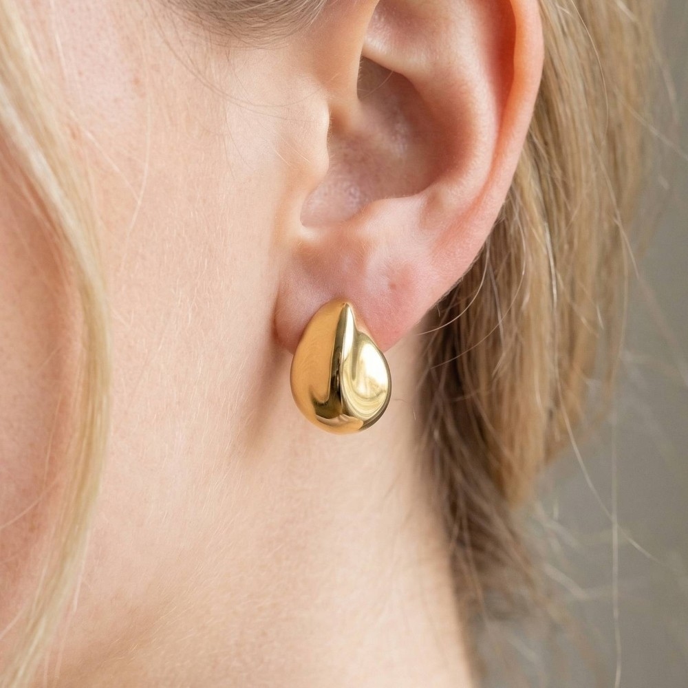 Gold Dipped Chunky Teardrop Stud Earrings