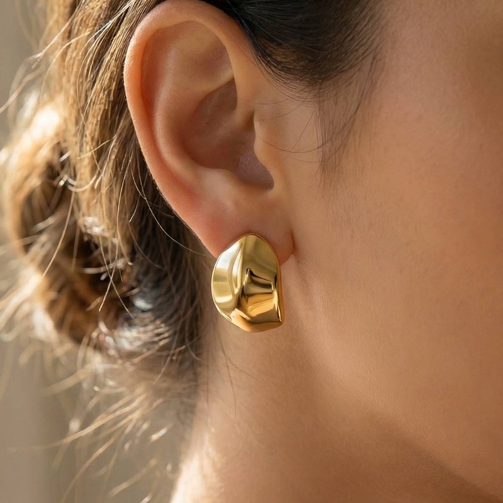 Gold Dipped Chunky Nugget Stud Earrings