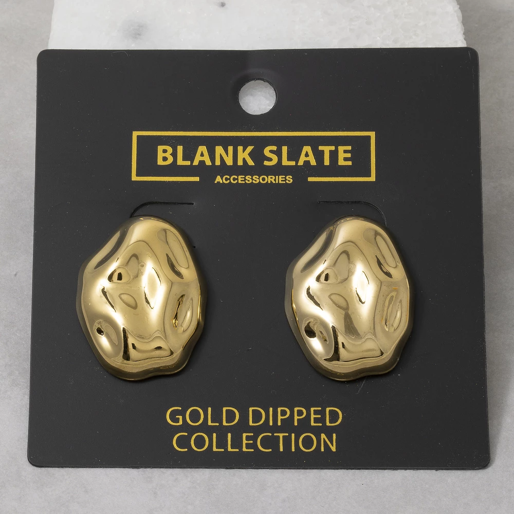 Gold Dipped Organic Nugget Stud Earrings