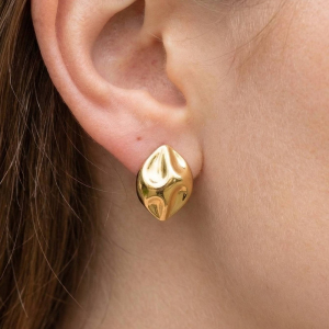Gold Dipped Sculpted Swirl Detail Dome Stud Earrings
