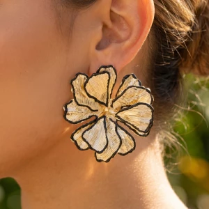 Large Open Petal Flower Statement Stud Earrings