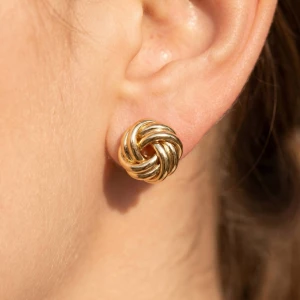 Gold Dipped Twisted Knot Stud Earrings