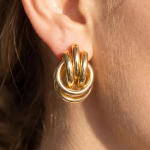 Gold Dipped Large Woven Tube Love Knot Earrings