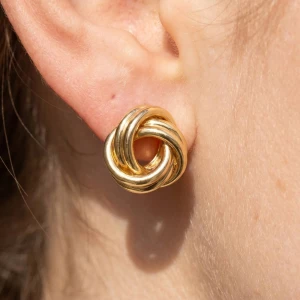 Gold Dipped Engraved Rope Ring Doorknocker Earrings