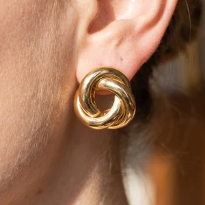 Gold Dipped Closed Smooth Love Knot Stud Earrings