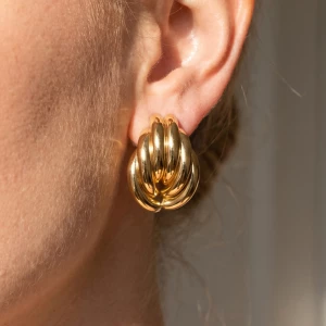 Gold Dipped Triple Tube Cluster Stud Earrings