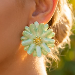 Pearlized Daisy Flower Stud Earrings