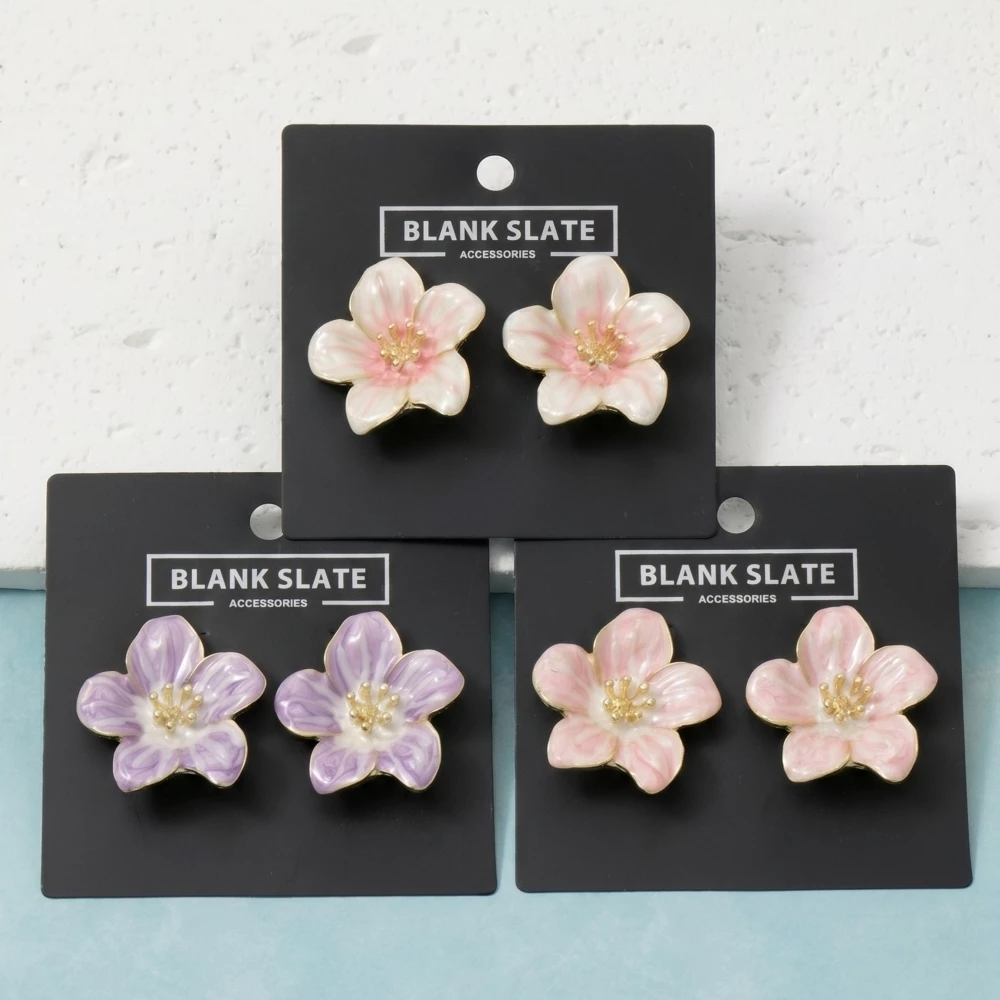 Pearlized Cherry Blossom Stud Earrings