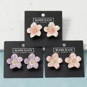 Pearlized Cherry Blossom Stud Earrings