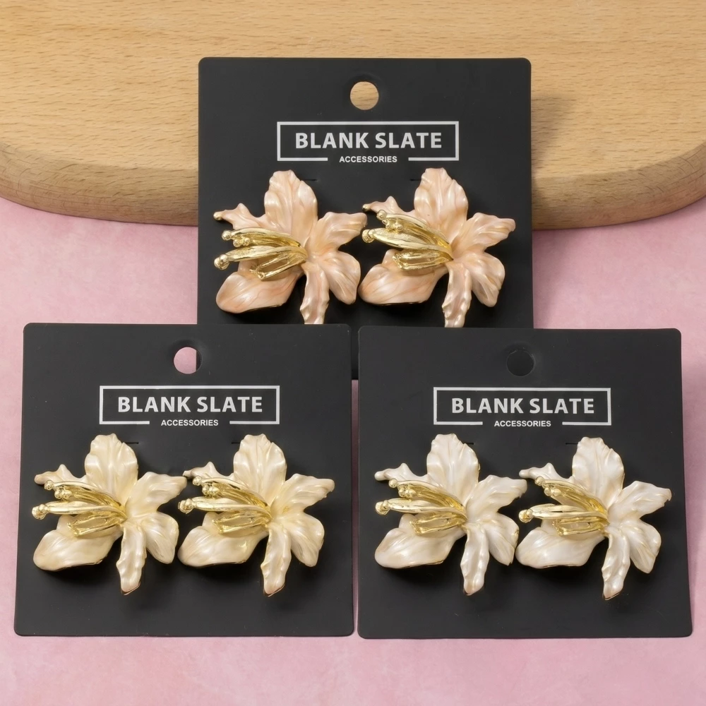 Sculpted Orchid Flower Stud Earrings