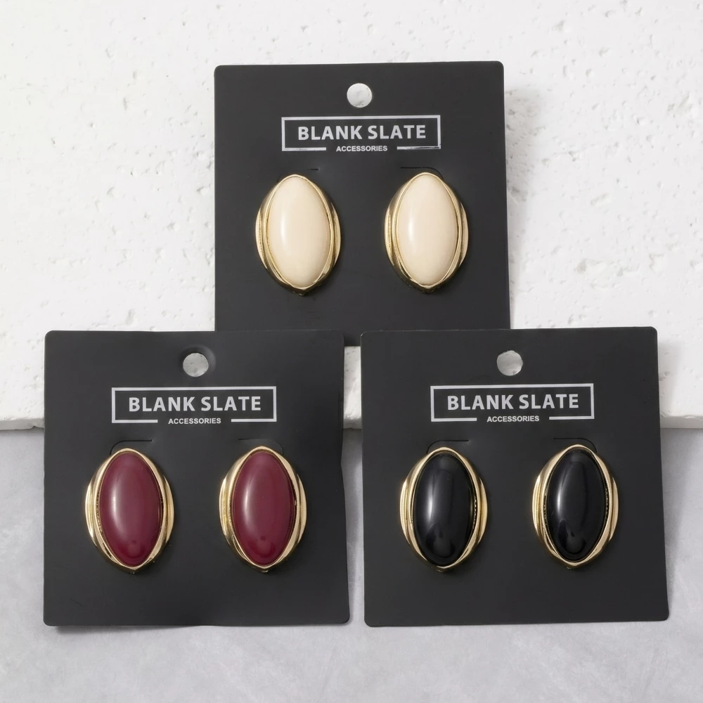 Oval Stone Stud Earrings